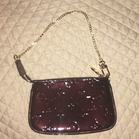 Louis Vuitton Vernis Mini Pochette Amarante Patent Leather Bag Brand New - Picture 8 of 14